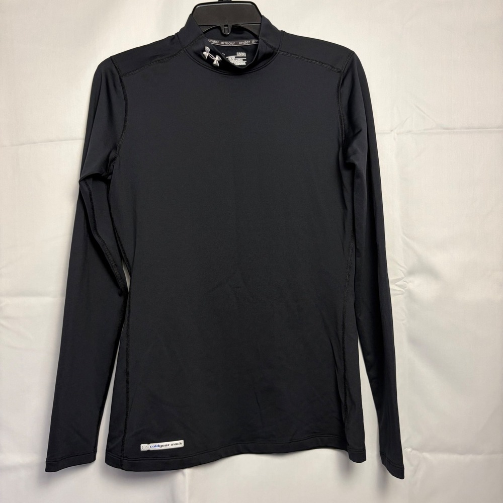 Under Armour Womens ColdGear Mock Neck Long Sleeve Fitted Base Layer Top Black L